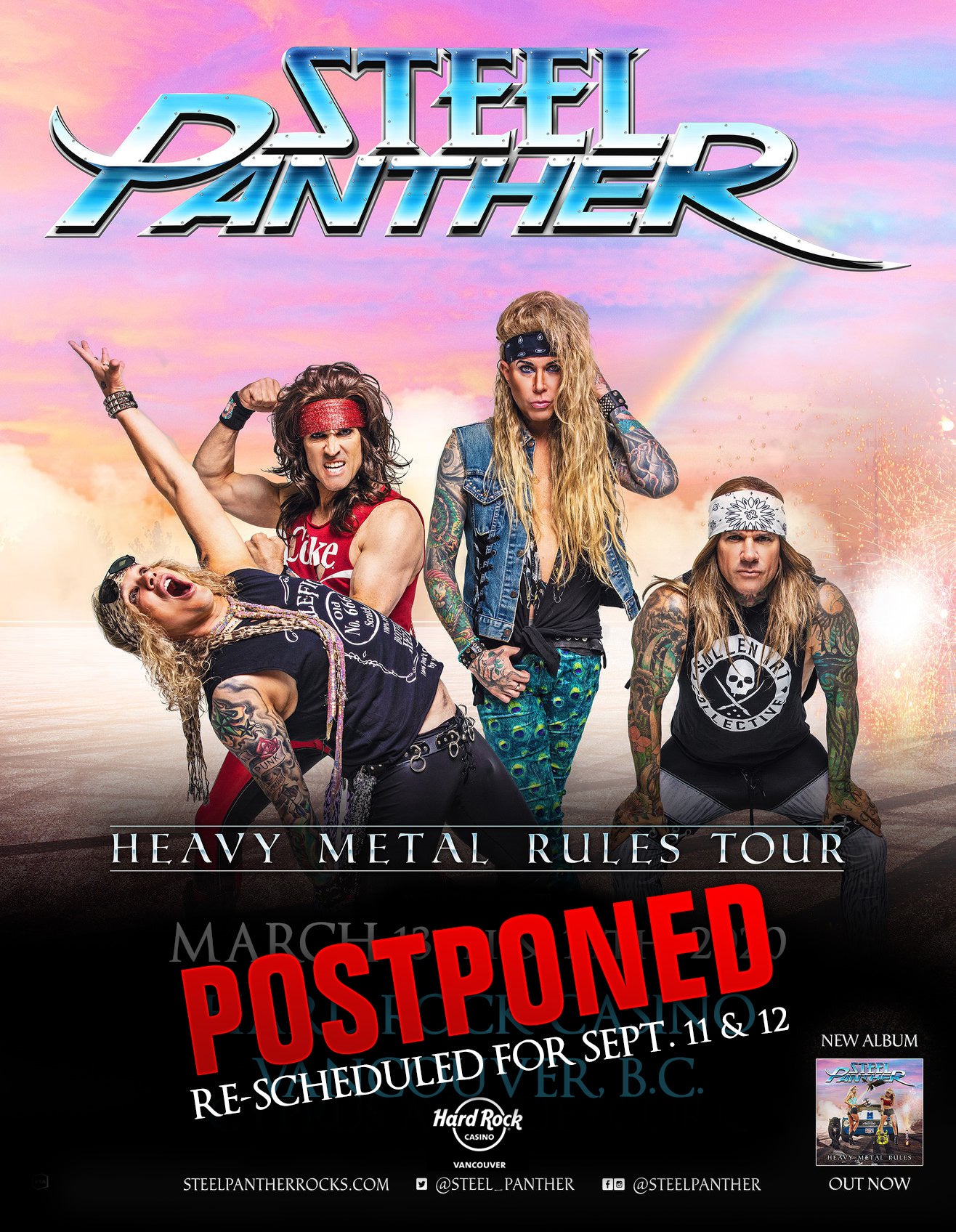 Vancouver Shows POSTPONED to September 11 & 12 Steel Panther