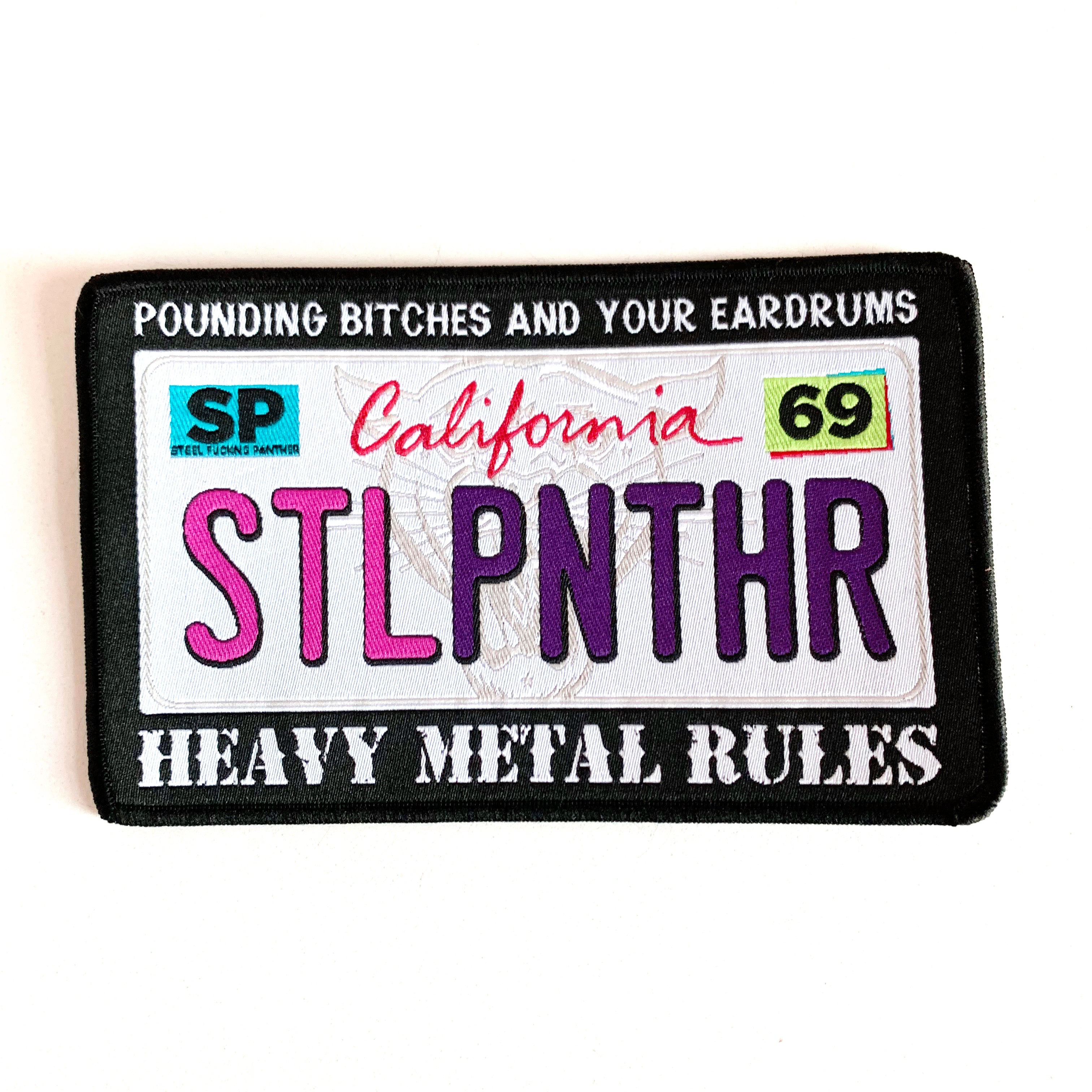 Heavy Metal Rules License Plate Patch Steel Panther