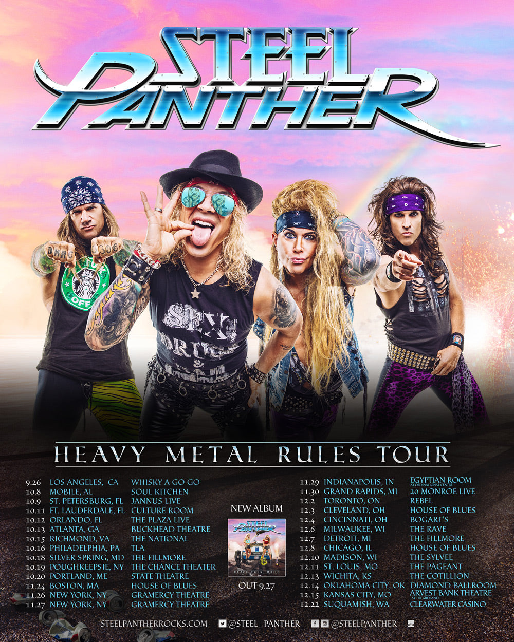 NEW DATES ANNOUNCED!! 2019 Heavy Metal Rules Tour! Steel Panther